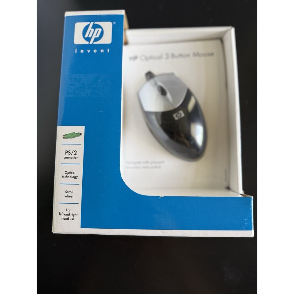 HP Optical 3 Button Mouse M871 PS2 Wired Scroll Wheel Vintage New